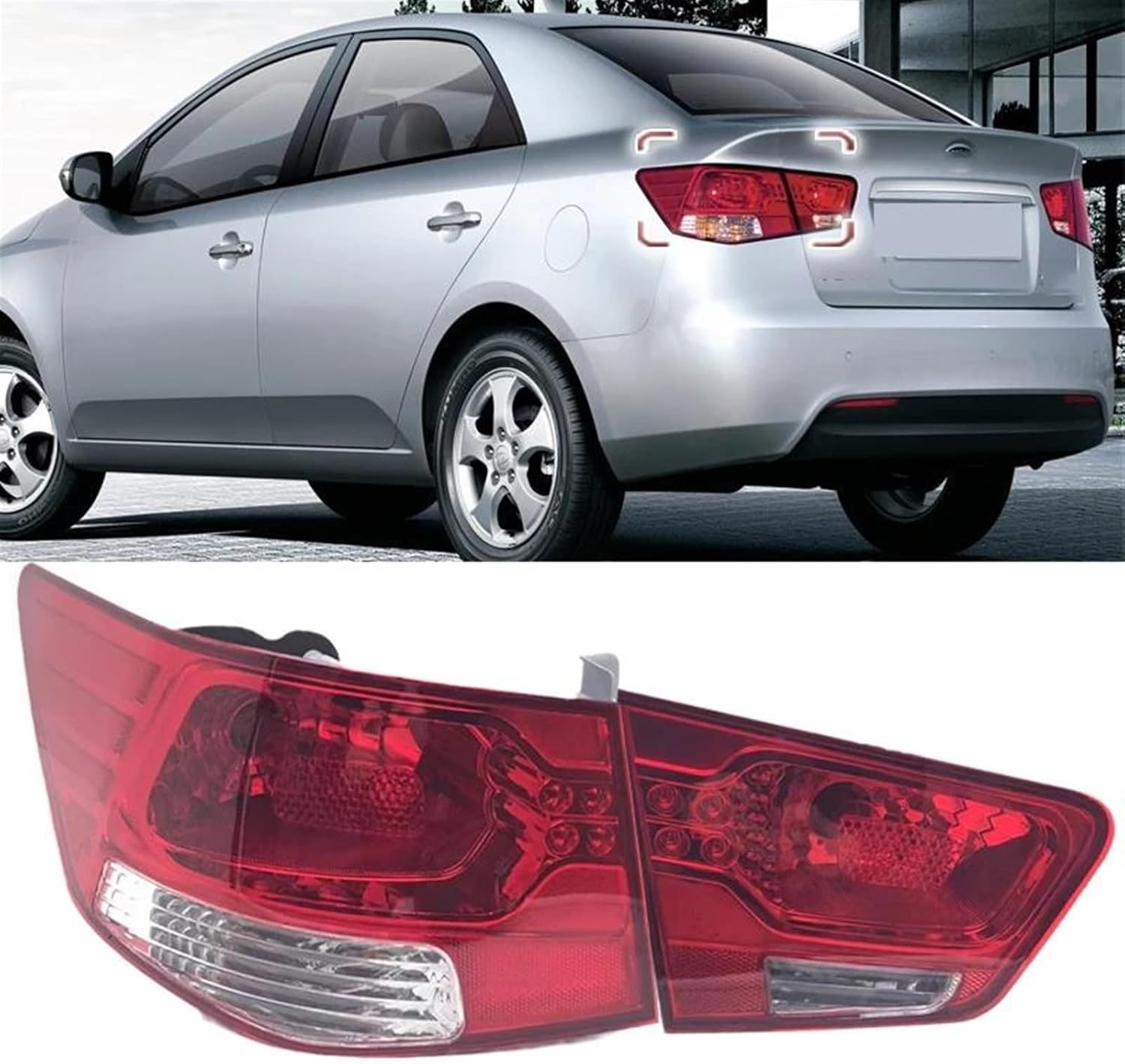 Car Rear Lights Upgrade for Kia Forte for Cerato 2009 2010 2011 2012 2013 Rear Tail Turn Signal Light Stop Brake Lamp Taillight Assembly(Right Inside)