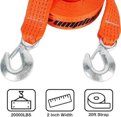 Miniatura 9 de Correa de remolque ATV con ganchos de 20 pies, correas de remolque de 15,000 libras resistentes con gancho de 2 pulgadas x 20 pies para camiones,