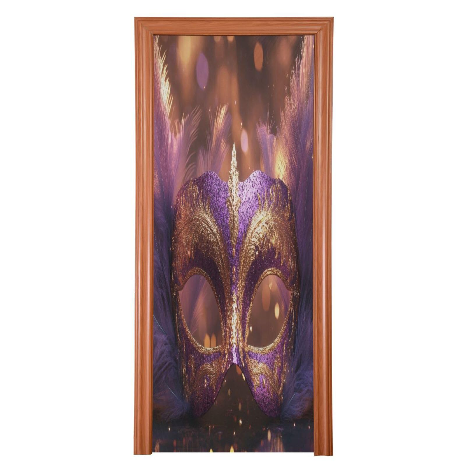 FLildon Masquerade Mask Mardi Gras Door Cover Decoration, Party Accessory Porch Decor for Festive Ornament Room Door Covers 36 x 98 Inch