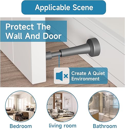 Miniatura 6 de 2 topes de puerta de resorte, topes de puerta de aluminio para parte inferior de la puerta, tecnología de absorción de golpes hidráulicos, pistola