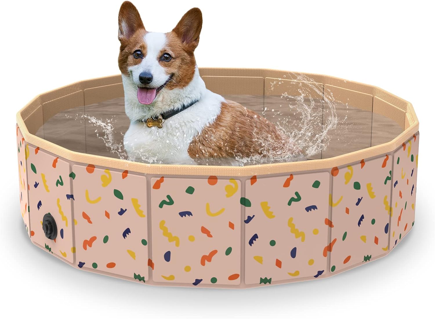 SMONTER Foldable Dog Pet Bath Pool Collapsible Outdoor Swimming Bathing Tub Kiddie Pool for Dogs and Cats (32"x8", Beige)