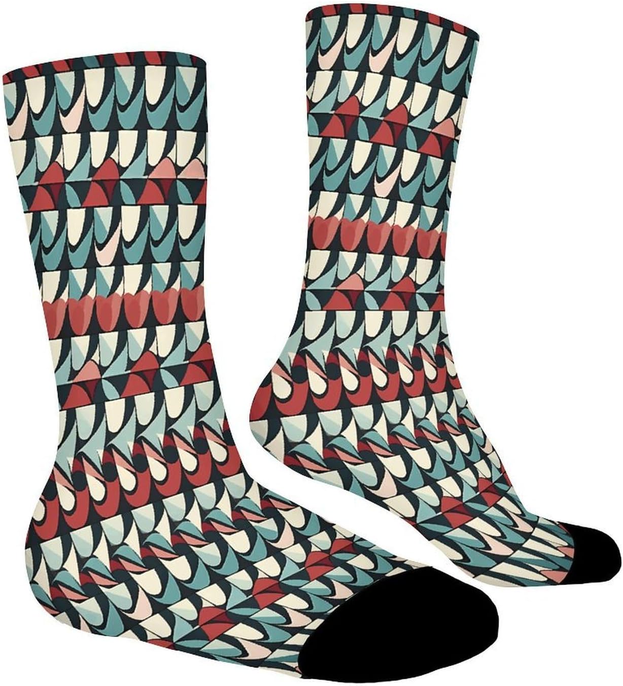 Geometric Shapes Crew Sock High Stocking Grippy Socks | Socks for Men & Women,Stockings-Long Thin Tube Sports, Breathable Soft Athletic for Nurses,Travel