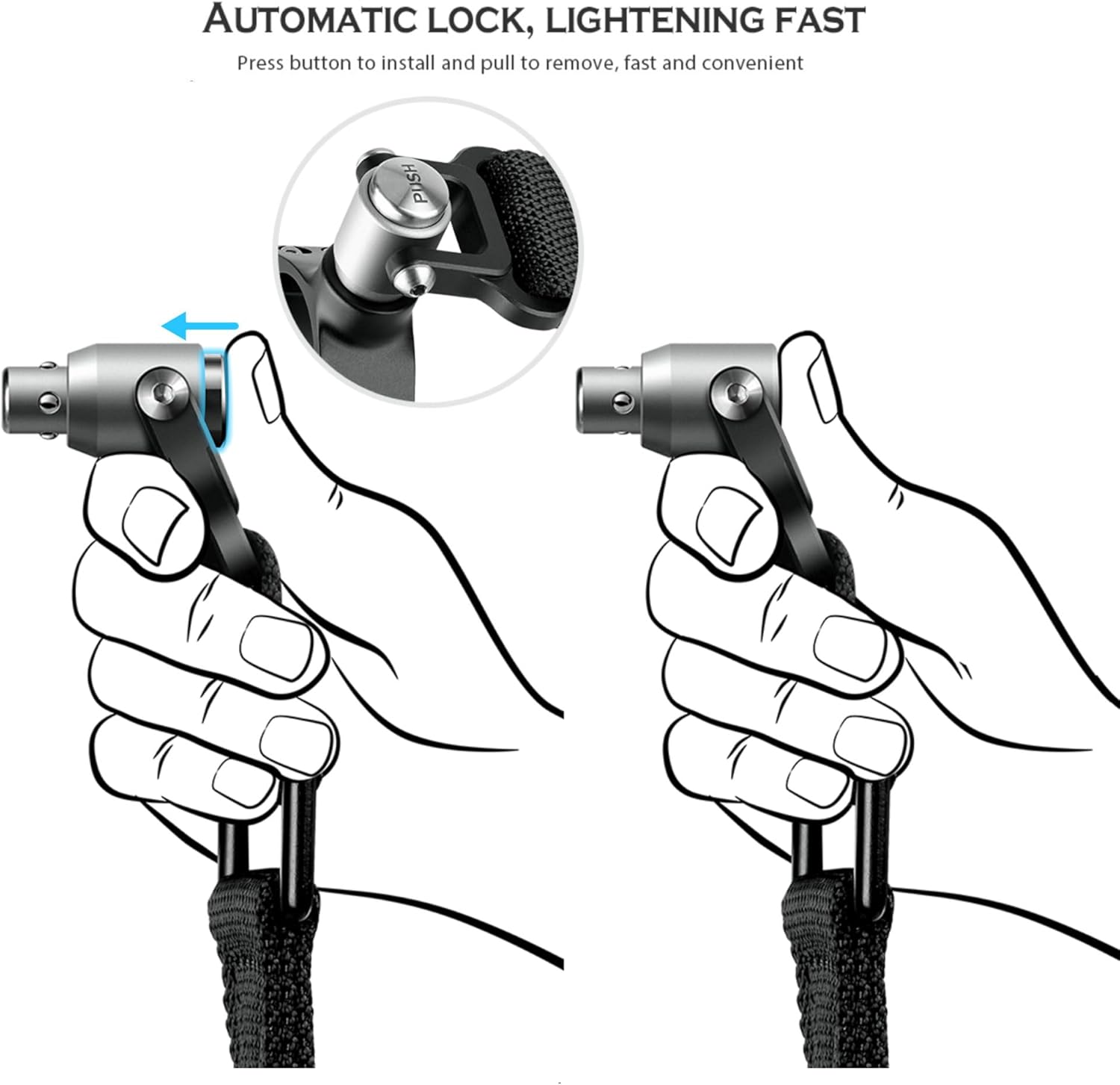 Leofoto SP-01 Push Button Quick Detach Modular Tripod Strap, Left/Right Handed, Nylon Webbing