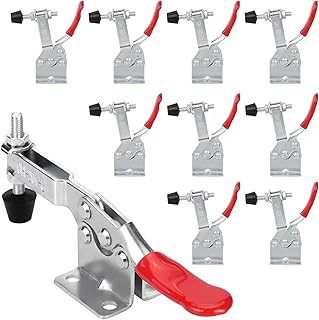 chfine 10 Pack Hold Down Adjustable Toggle Clamp Hand Tool, Woodworking Latch Antislip Red Clamps Holding Capacity Horizon...