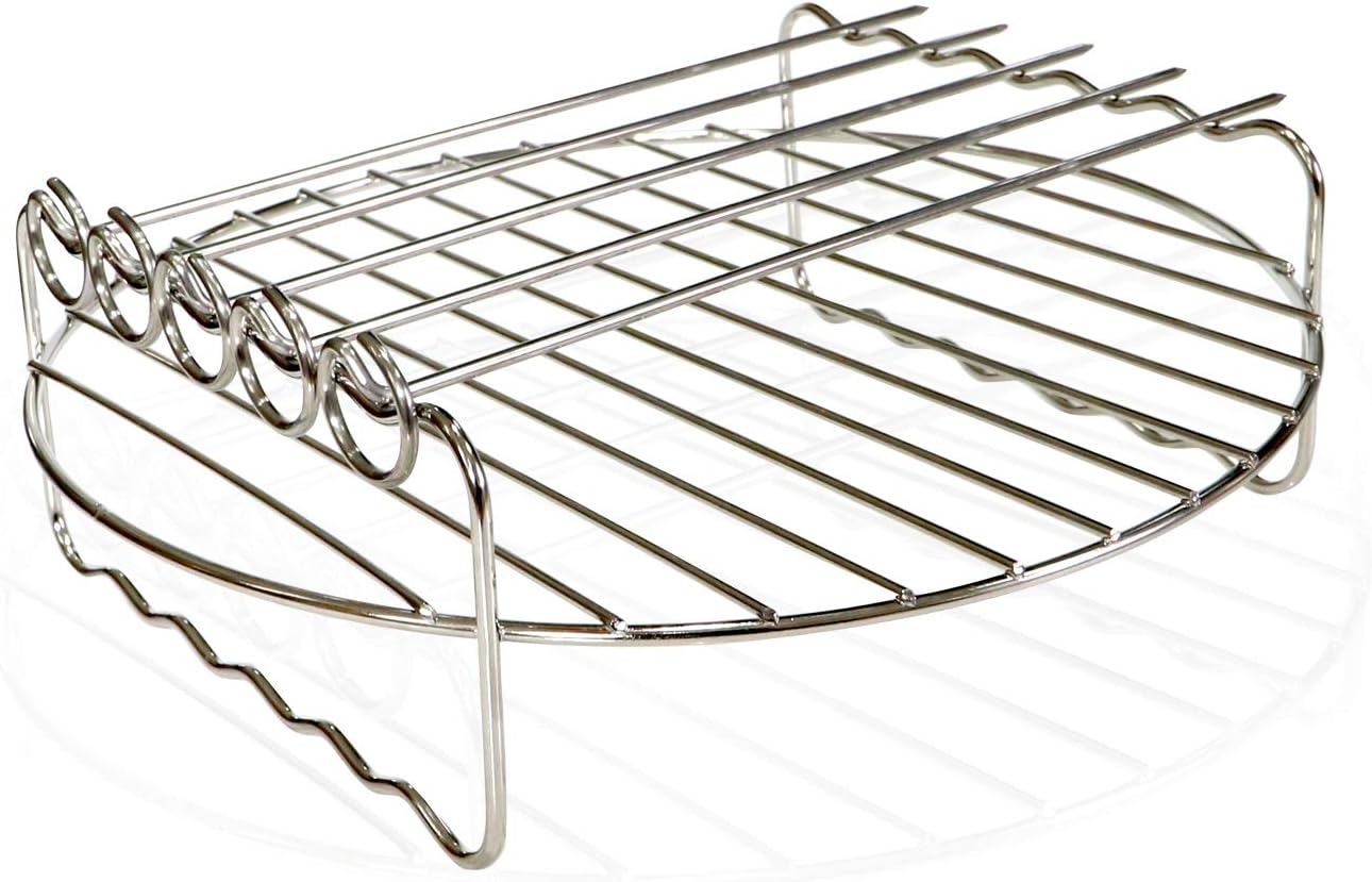 Air fryer Double Layer Round Rack with 5 Skewers Fitting XL Air Fryers๏ผ9in,Fit 5.3 QT or Above๏ผ