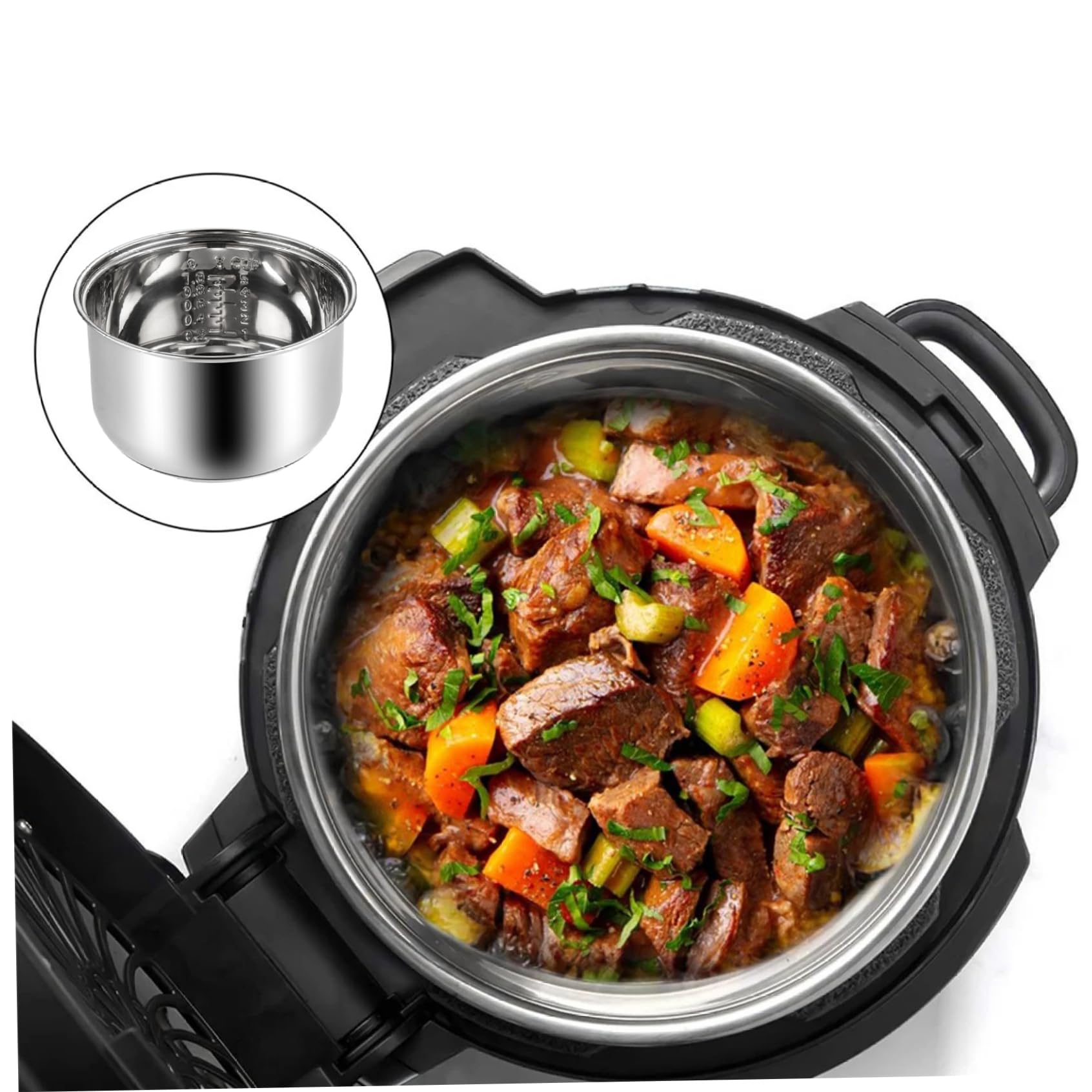 Remplacement de pot de cuiseur à riz, pot intérieur cuiseur à riz, remplacement en acier inoxydable 3L avec conduction d'échelle, lavable au lave-vaisselle épais pour restaurant, intérieur en acie