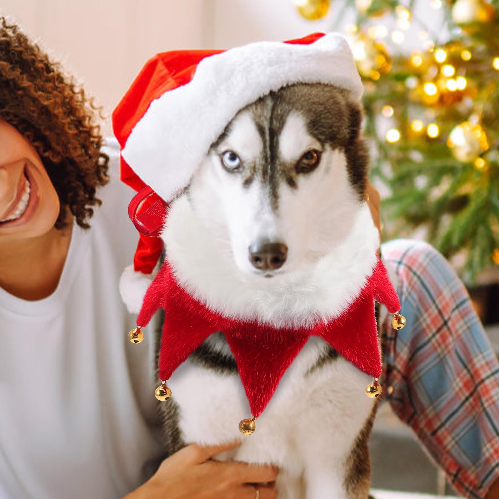 Christmas Pet Collar Adjustable Dog Collars with Jingle Bell Christmas Costume Accessories for Small Dog Cat Puppy Kitten Size L - Image 3