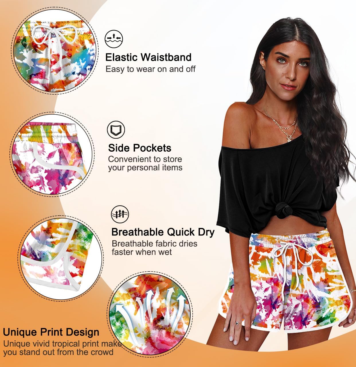 For G and PL Women Summer Floral Beach Boardshorts with Pockets Swim Trunks - Image 5