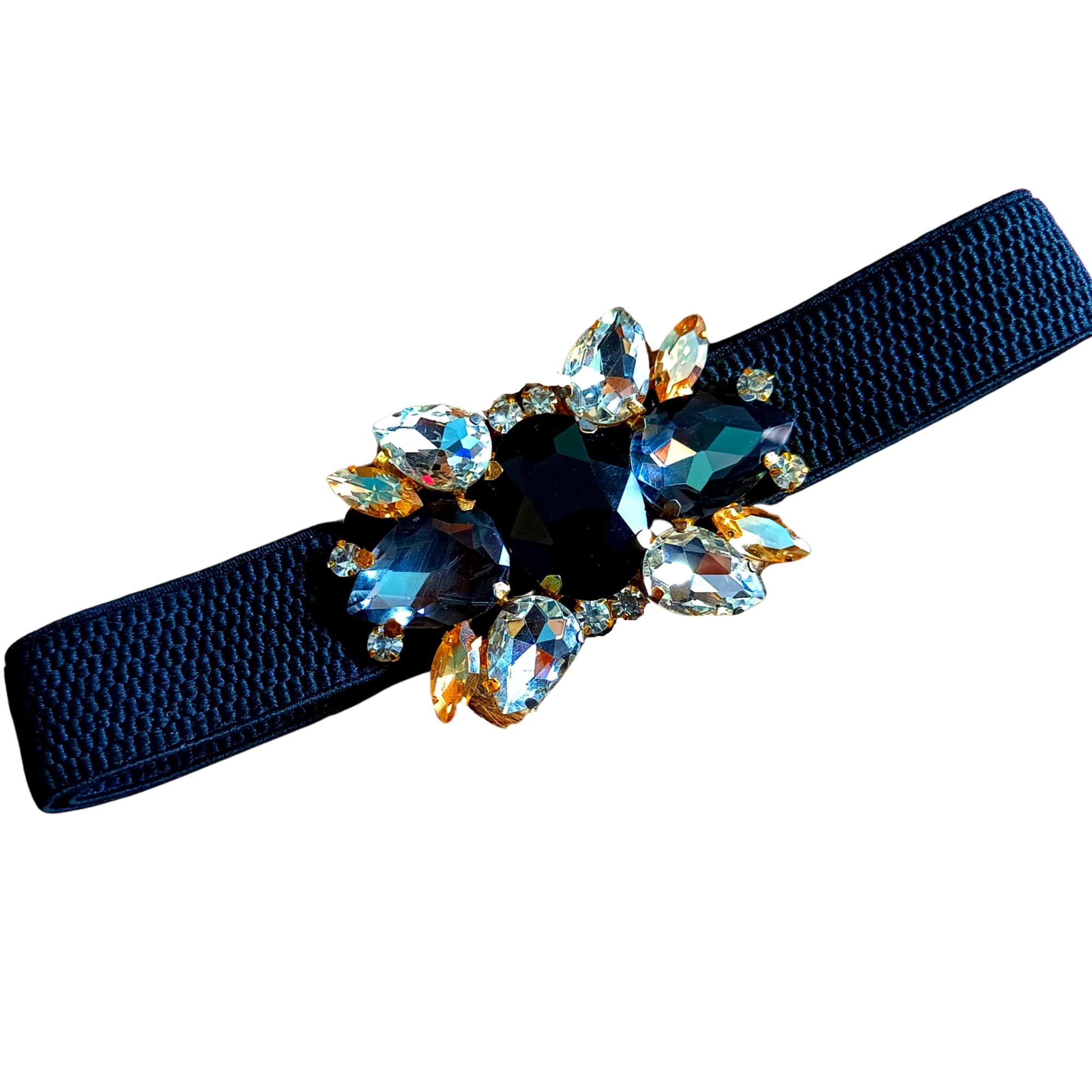 dexent collection Stylish Women's Diamond Stone Buckle Fancy Stretchable Elastic Fabric Cinch Waist Belt For Saree, Gown, Jeans | Belt For Girls/ladies Dresses Solid Design, 26 To 50 Free Size.-picture-35