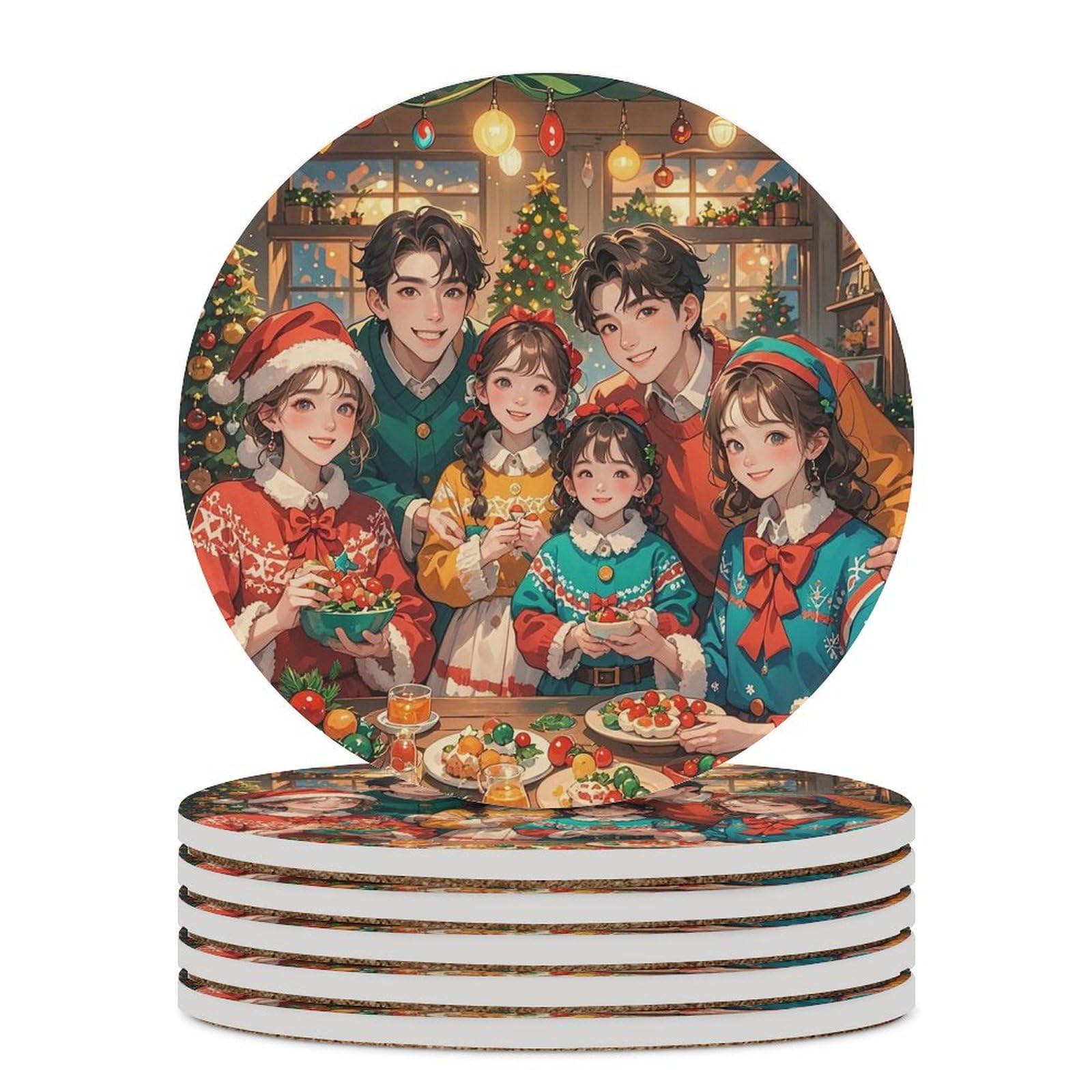 Dessous de verre de Noël en céramique avec liège, le cadeau de table parfait