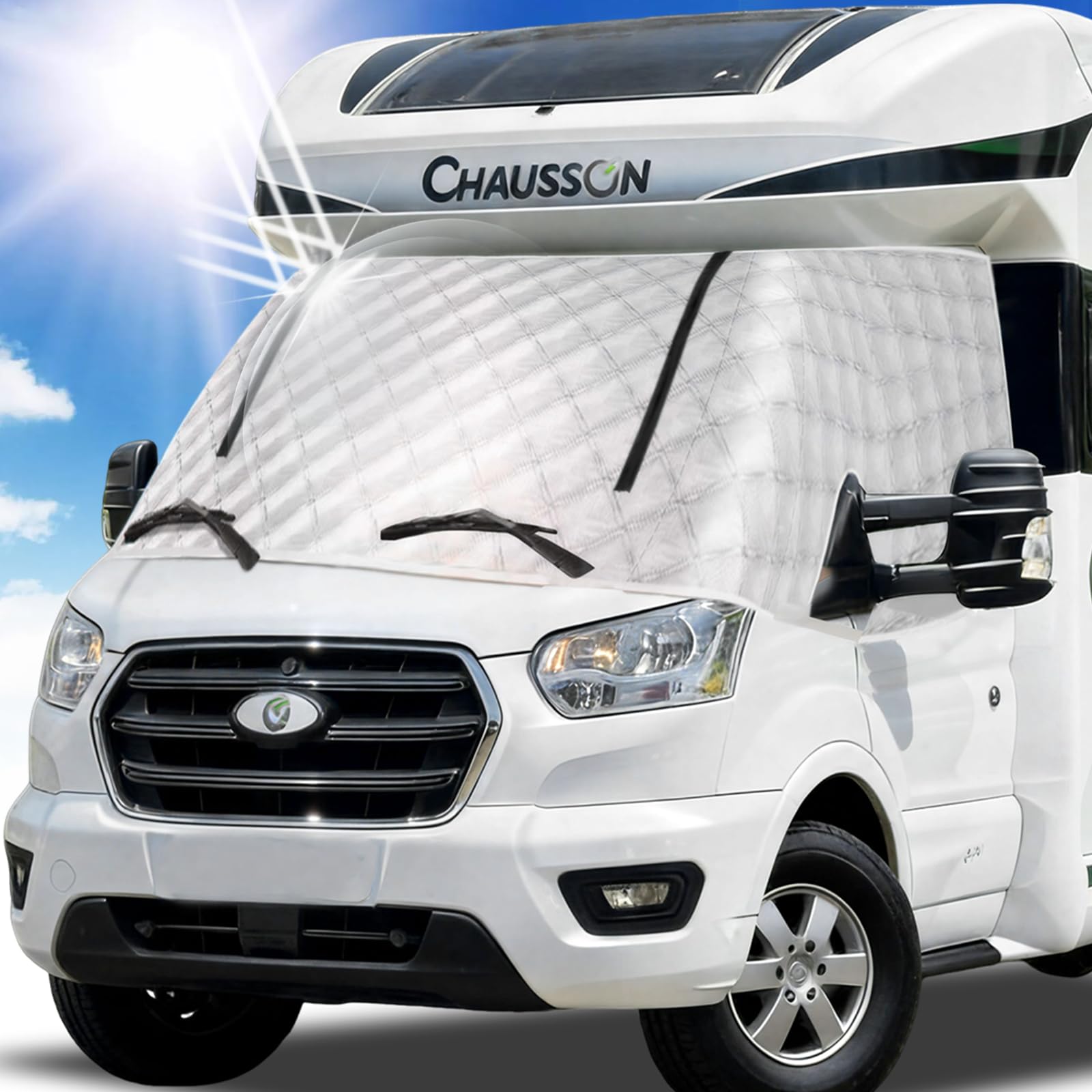 External Thermal Silver Screen Cover for Ford Transit 2015-2025 Campervan Motorhome MK8 & MK9 Windscreen Cab Premium Insulation Blackout Blind thermal window cover motorhome windscreen cover