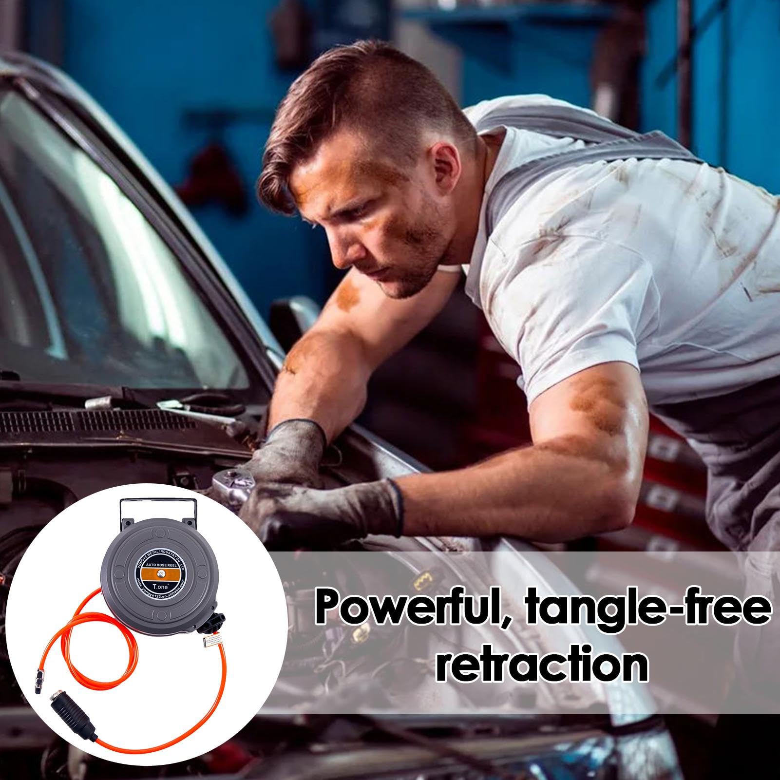 Wall Mounted Air Hose Reel - Heavy Duty Air Compressors Storage, Air Hose Reel Cart | Outdoor Hose Holder with 180° Swivel Bracket, Anti Freeze Air liine Reel for Efficient Hose Management Outside