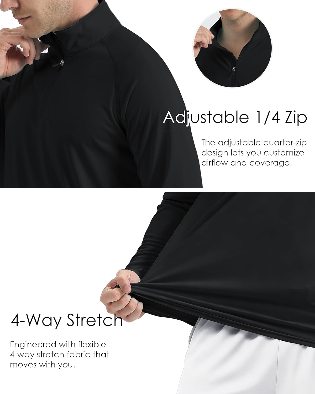 Boladeci Men's UPF 50+ Sun Shirts 1/4 Zip Long Sleeve SPF UV Protection Lightweight Quick Dry Quarter Zip Golf Shirts - Image 6