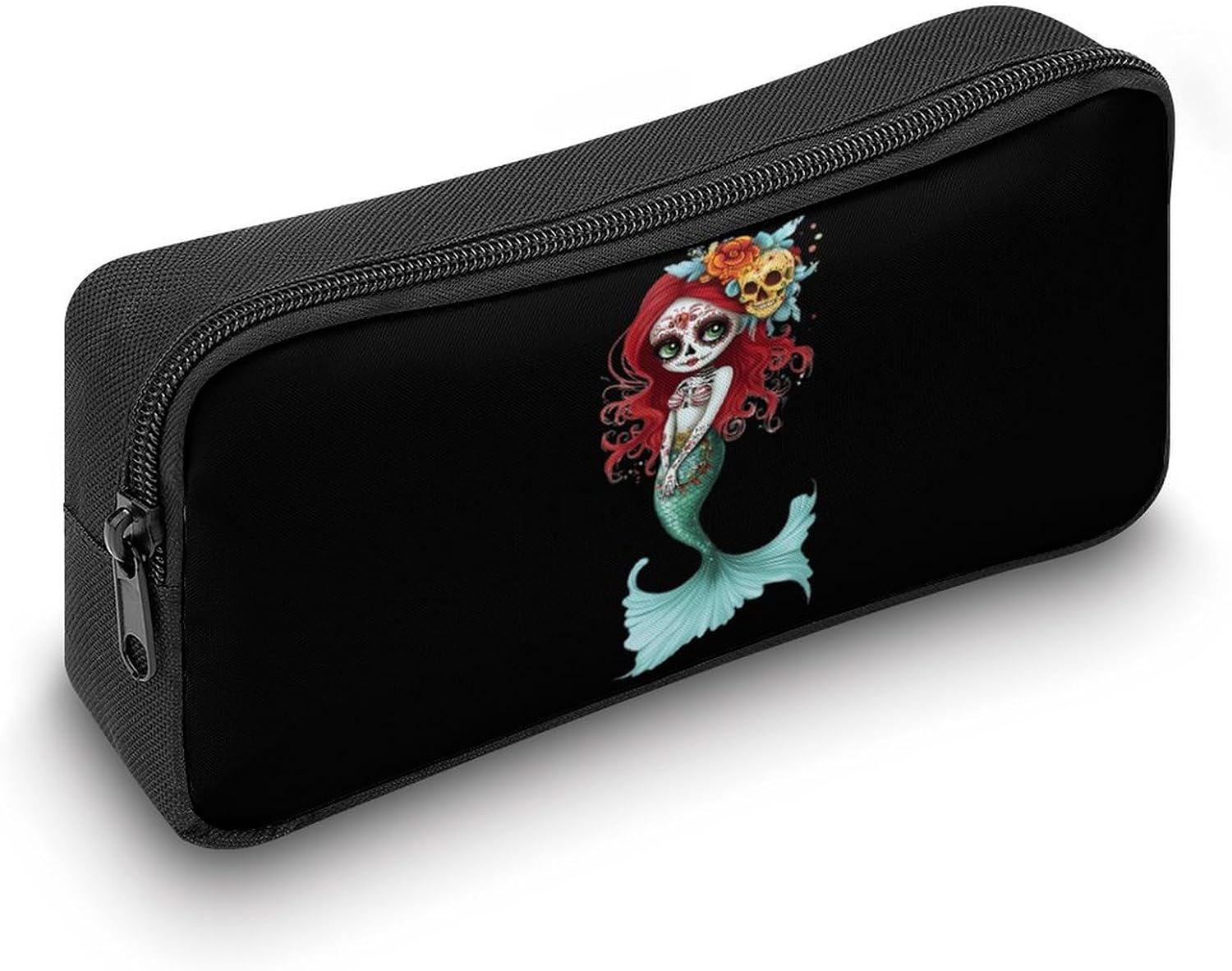Mermaid with Day of The Dead Travel Cosmetic Bag Makeup Bag image 4