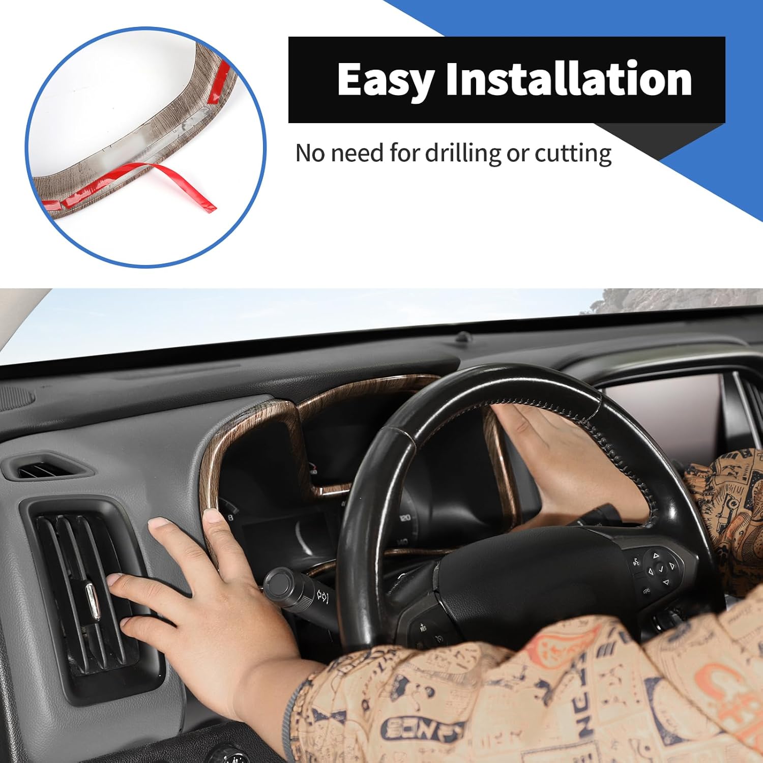 Voodonala for Chevy Colorado 2014-2022 Dashboard Trim Cover Compatible with Chevrolet Colorado 2014-2022 /GMC Canyon 2014-2022(Wood,1Pc)