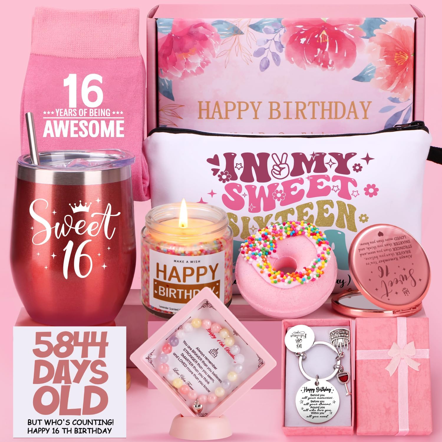 16th Birthday Gifts Girls, Sweet 16 Gifts For Girls, 16 Year Old Gift For Girl, Happy 16 th Birthday Pamper Hamper For Her Best Friend Sister Daughter Granddaughter Niece,16th Girl Birth-day Presents