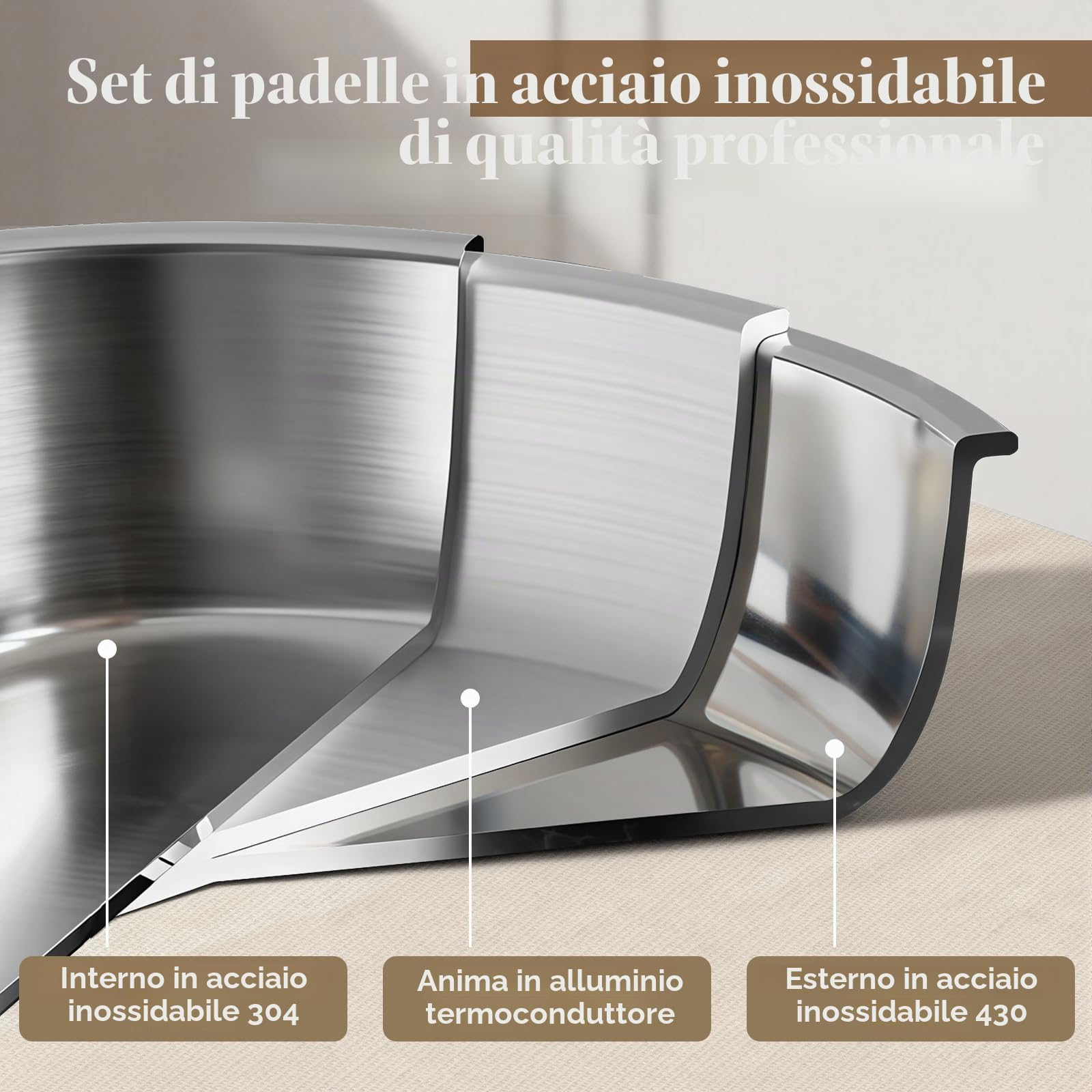 Set di pentole e padelle in acciaio inossidabile da 10 pezzi, set di pentole senza rivestimento con manico rimovibile, padella da 24 cm, pentole da 18/20 cm, impilabili, per tutti i tipi di