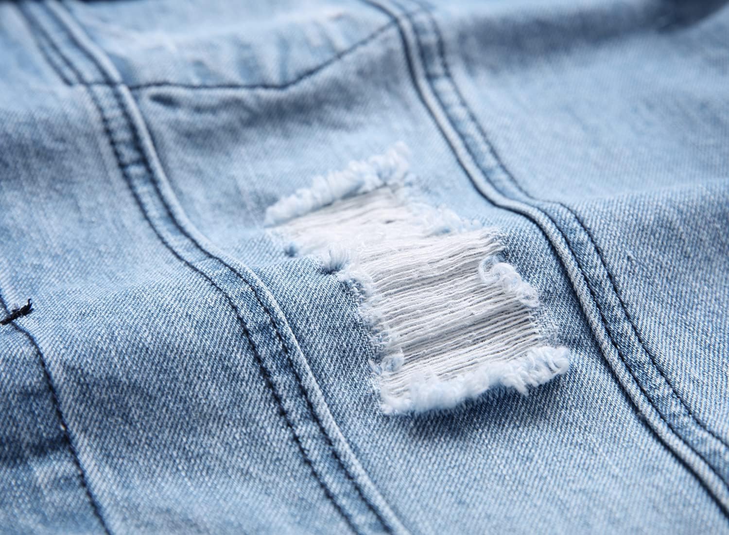 QIMYUM Jean Jacket For Men, Distressed Slim Denim Jacket - Image 5