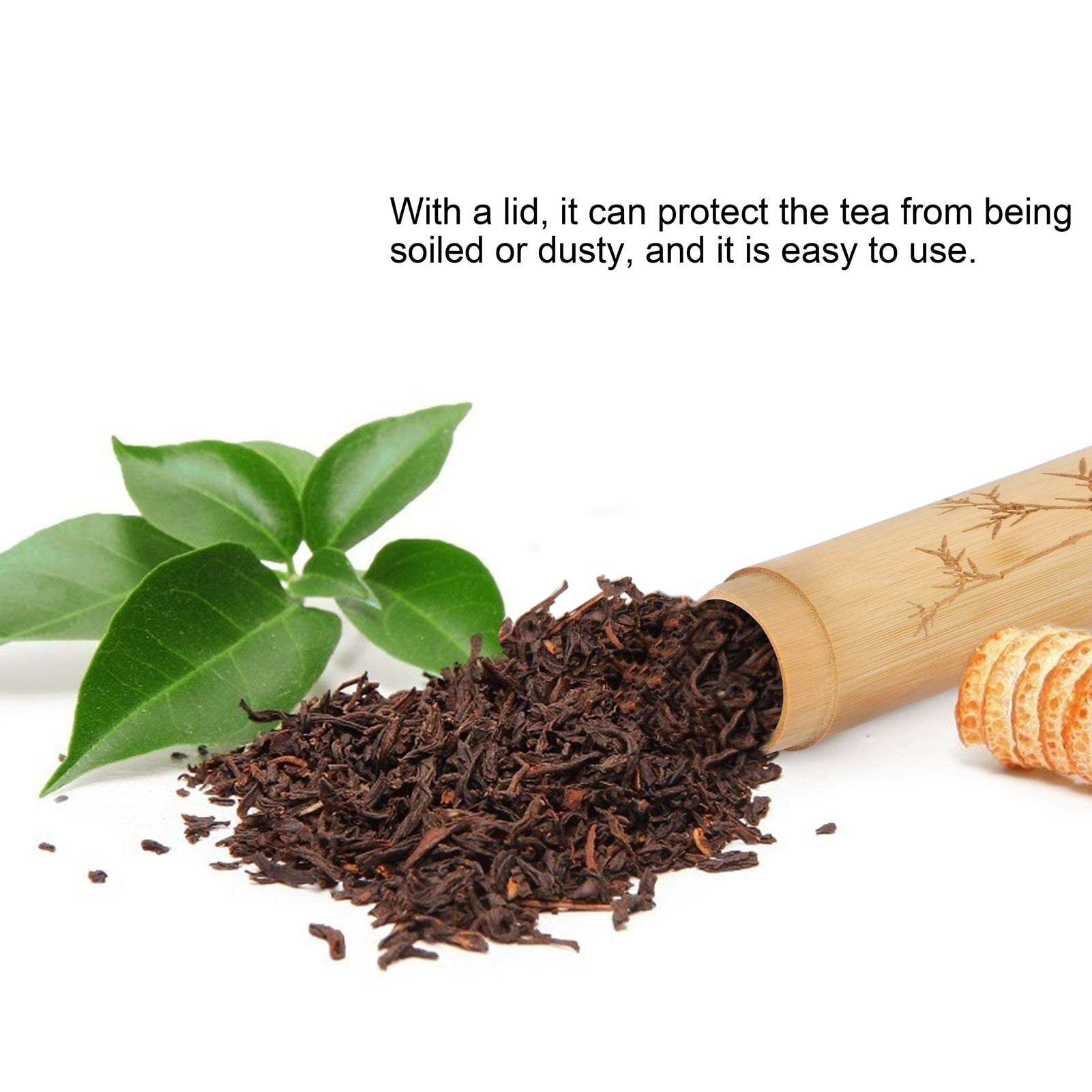 Fdit Tea Canister Bamboo Tea Tube Bamboo Tube Tea Canisters Environmentally 2PCS Spices Various Nuts for Home Coffee Beans Office(Bamboo Pattern)