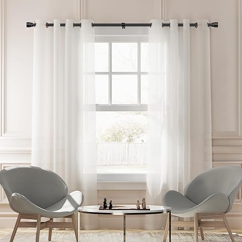 Miniatura 6 de Barras para cortinas negras mate de 1 pulgada de diámetro. La barra en sí mide de 30 a 90 pulgadas, 1 paquete se ajusta a ventanas de 30-84 pulgadas