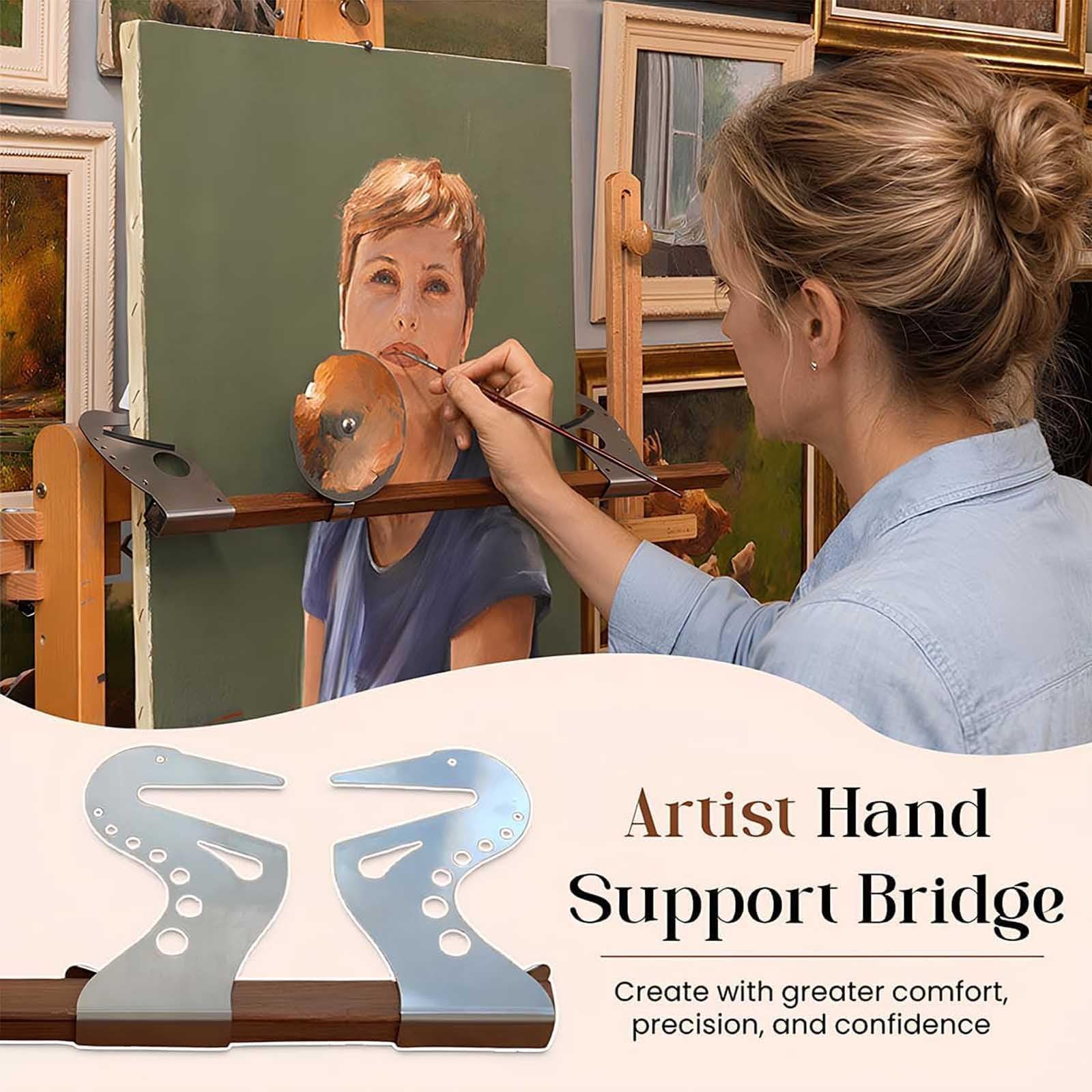 Barra de soporte para reposamanos de caballete ajustable, puente de soporte para manos de artista, con gravedad autoblocante, ajuste de altura y ángulo, para dibujar y pintar (2pcs)