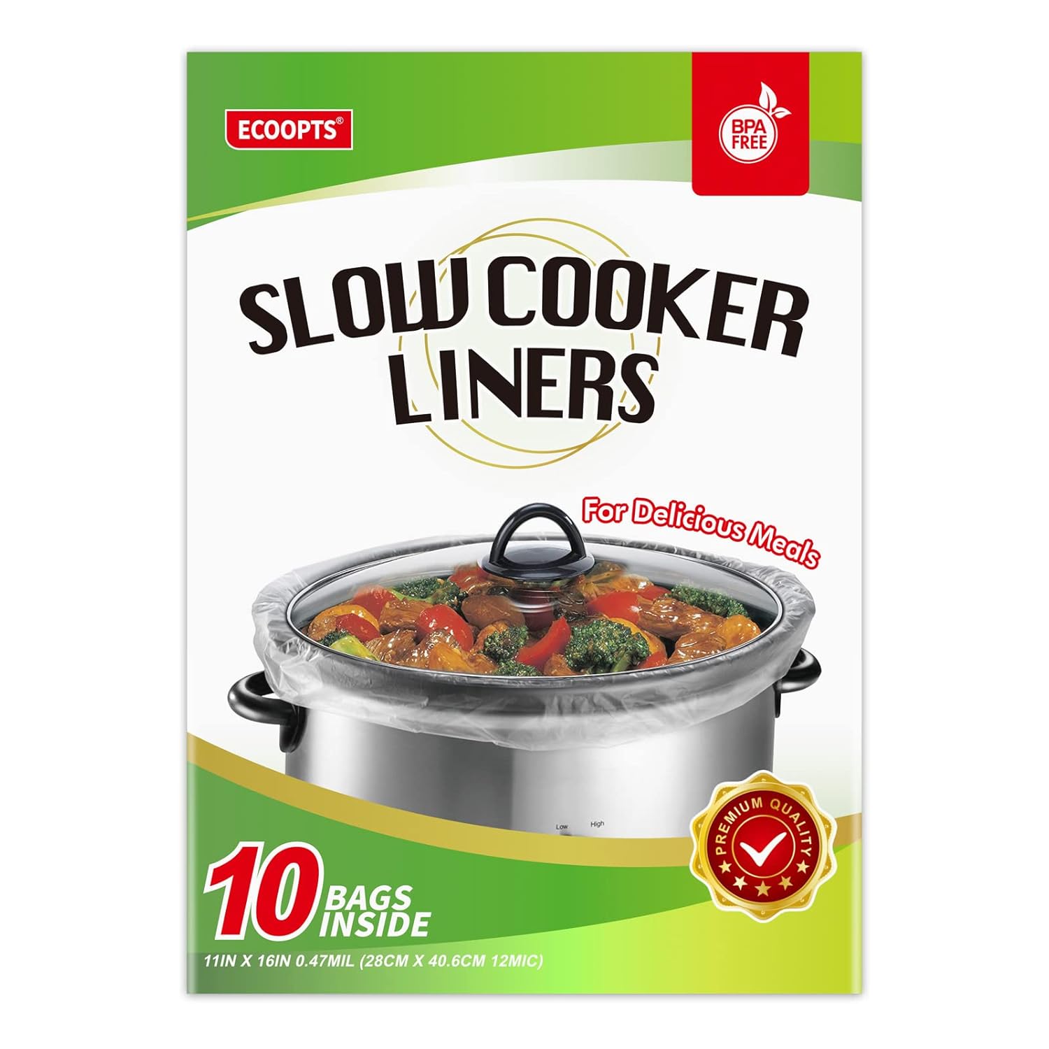 ECOOPTS Slow Cooker Liners Disposable Cooking Bags Small Size Pot Liners Fit 1QT to 3QT Suitable for Oval