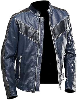 Cafe Racer Navy Blue Vintage Biker Classic Motorcycle Real