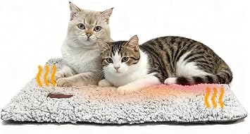 Self Heating Cat Bed 90x60cm, Detachable Self-Warming Pet Blanket , Washable Heated Pet Blanket Dog Bed Pad, Non-Slip Warming Pet Pad without Electricity for Indoor and Outdoor, Garden, Sofa, Gray,L