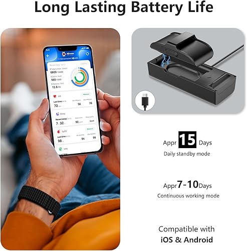 Miniatura 3 de IAMJOY Pulsera inteligente de salud, seguimiento de actividad y actividad física para modo multideporte, monitoreo continuo automático durante todo