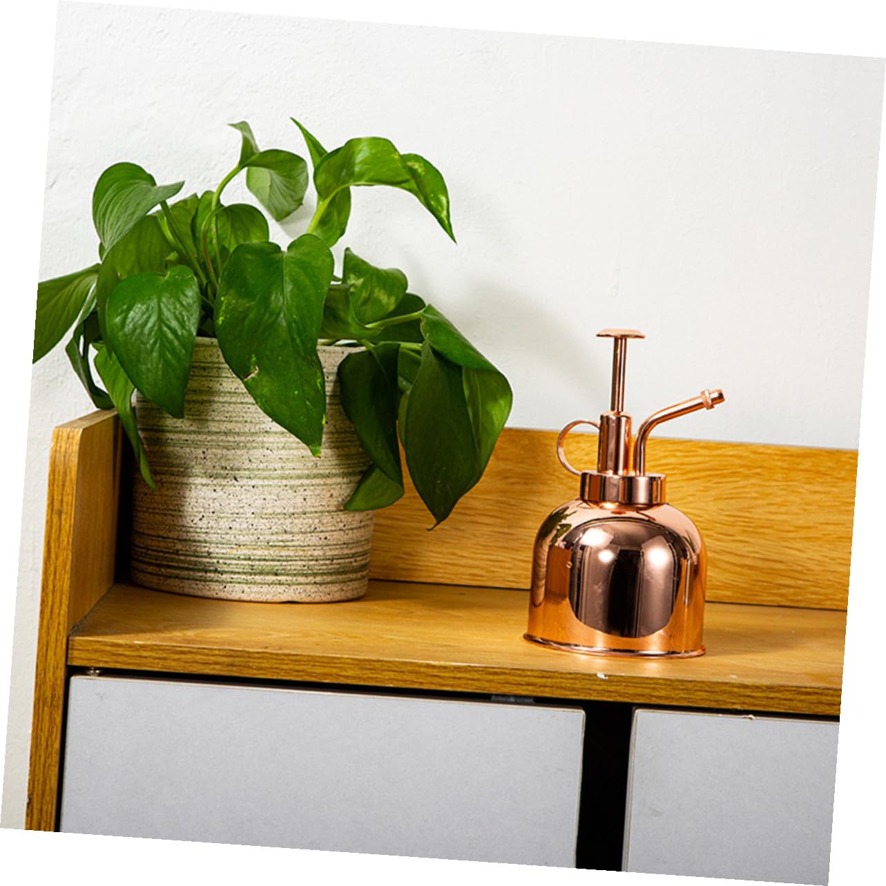 INOOMP Vintage Edelstahl Pflanzenspritze 300ml Roségold Kleine Gießkanne Mit Sprühpumpe Für Zimmer Und Gartenpflanzen Luftbefeuchtung Blumenpflege Terrassenbewässerung