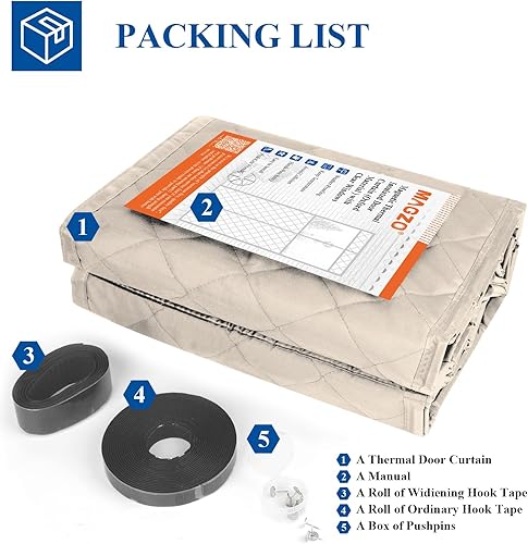 Miniatura 55 de MAGZO Cortina aislante para puerta corrediza de vidrio para invierno, 72 x 80 pulgadas, relleno Oxford mejorado con algodón grueso, kit de Gris