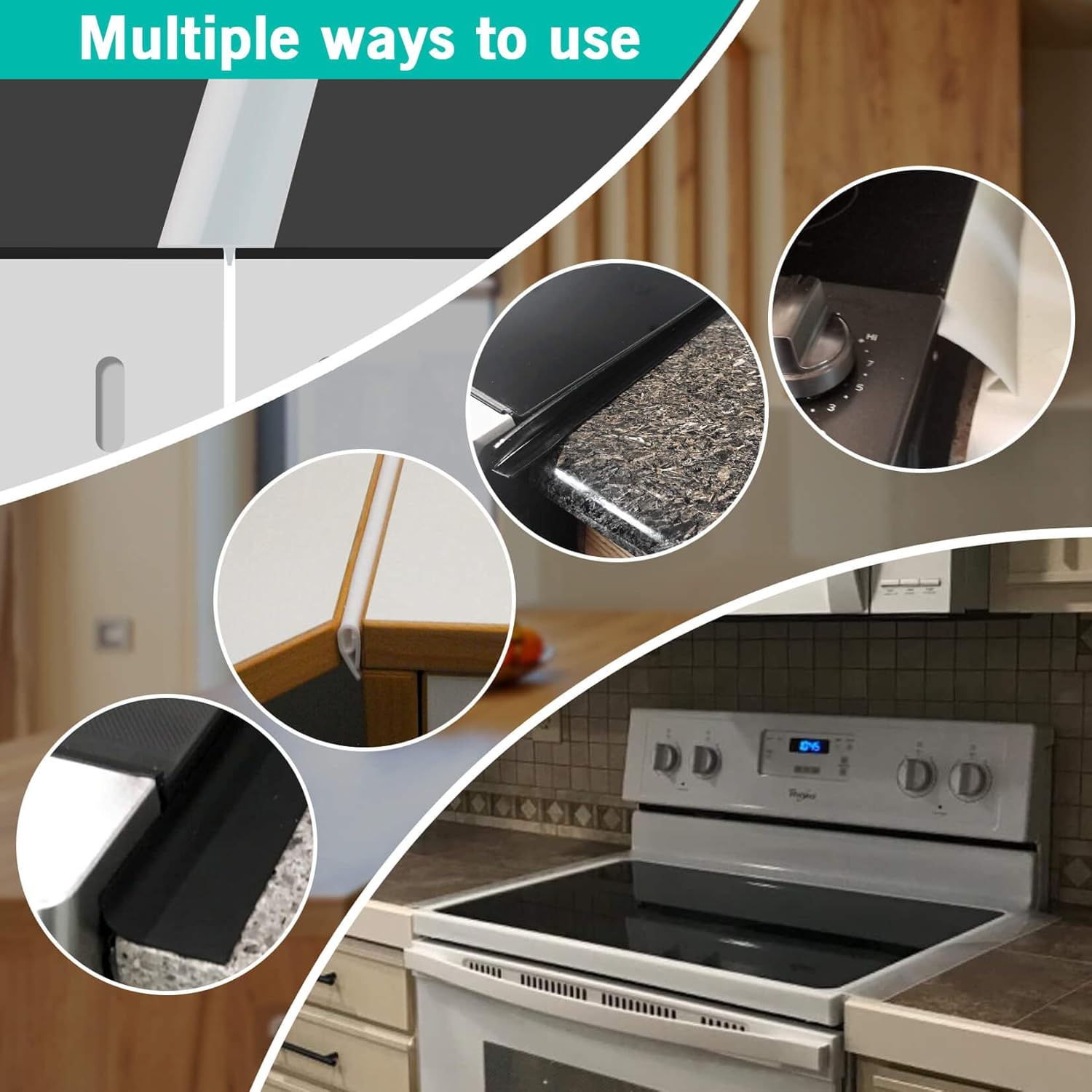 Gap Filler for Stove and Counter, Kitchen Stove Counter Gap Cover Silicone Gap Cover Between Stove and Counter 25 Inches Heat Resistant Cover Easy Clean Semi Transparent: Home & Kitchen