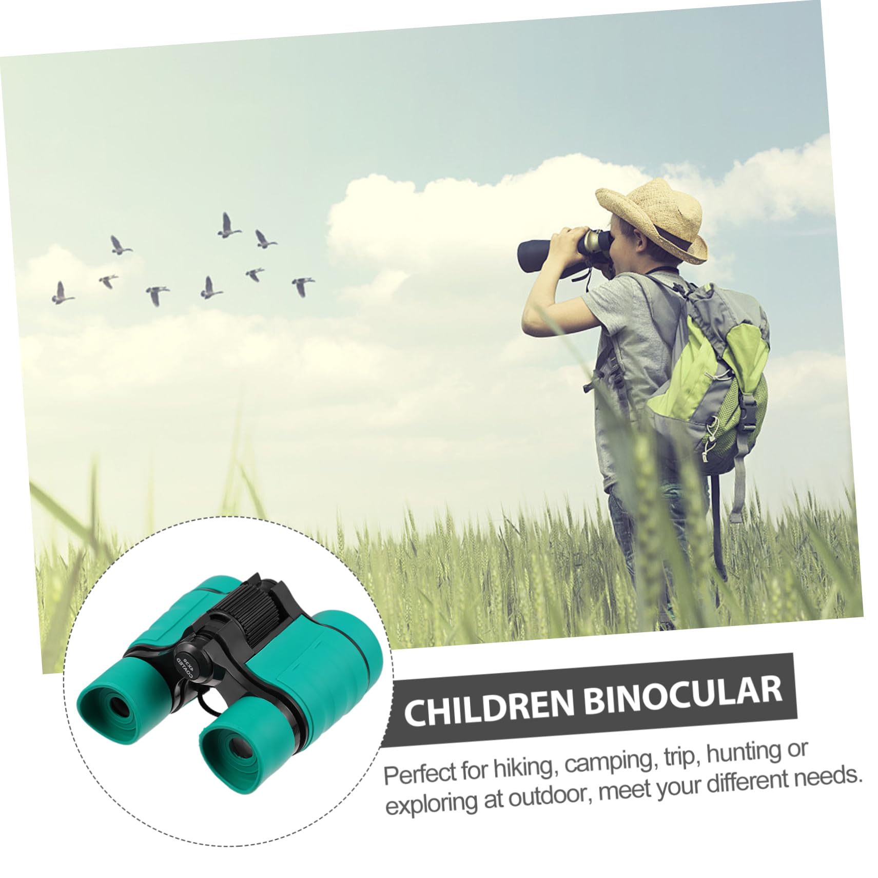 OSALADI 3piezas Prismáticos Compactos Niño Niña Binoculares Portátiles De Alta Definición para Observación De Aves y Actividades Al Aire Verano y Excursiones