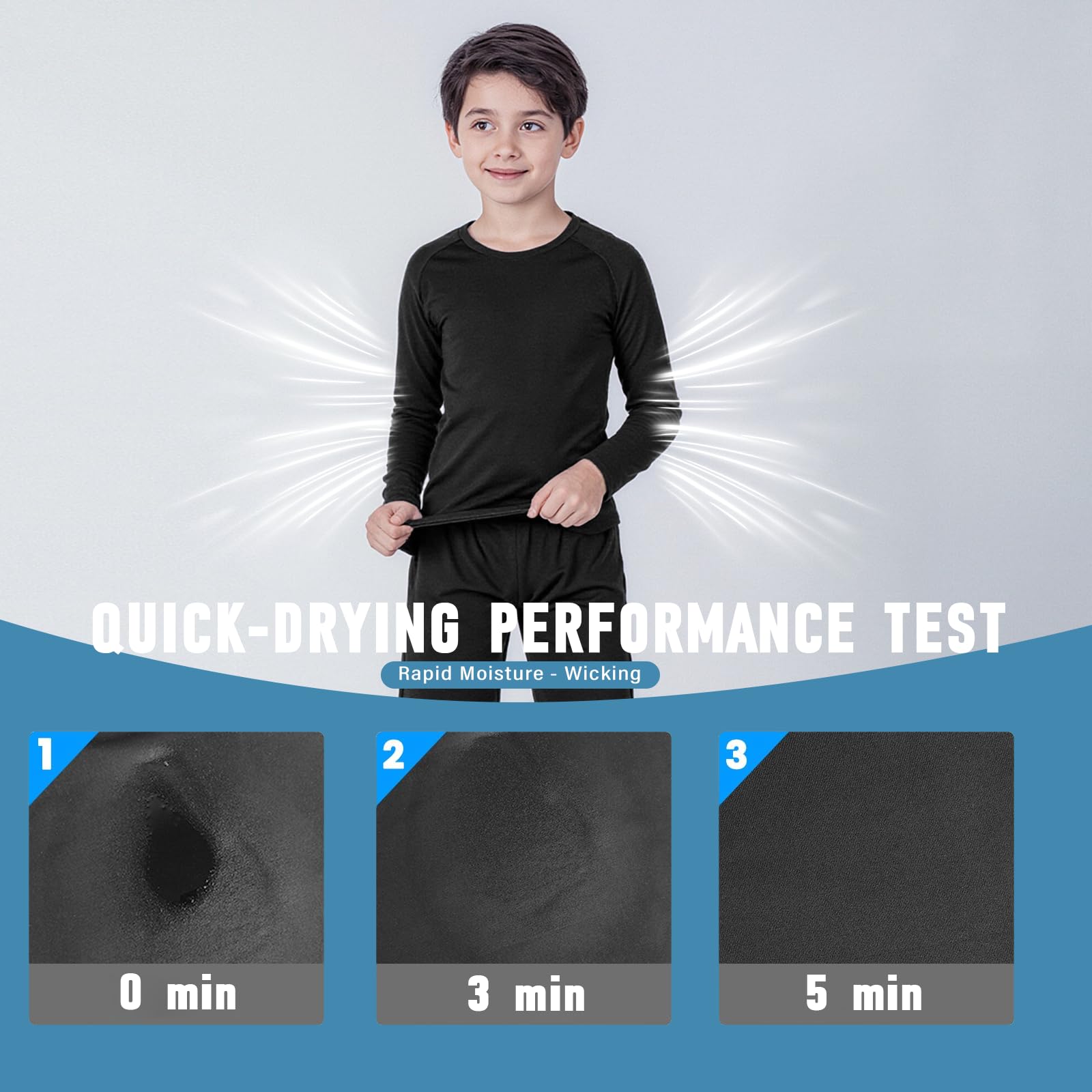 Ensemble de Sous-vêtements thermiques pour garçons, Haut à Manches Longues, Leggings doublés en Polaire, adapté au Sport, Football et Ski