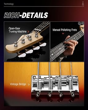 Donner Electric Bass 4 Strings Full-Size Guitar Kit PB-Style (Sunburst)