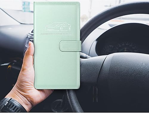 Miniatura 3 de 2 tarjeteros magnéticos de registro y seguro de automóvil, organizador de cuero para tarjetero, guantera de vehículo, organizador de cuero para