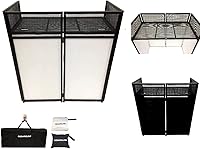 Vista 1 de DJ Event Facade White/Black Scrim Metal Frame Booth + 20" x 40" Flat Table Top Includes Both White and Black Panels + Carrying Cases!