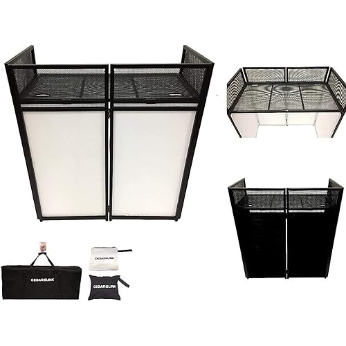 DJ Event Facade White/Black Scrim Metal Frame Booth + 20" x 40" Flat Table Top Includes Both White and Black Panels + Carrying Cases!