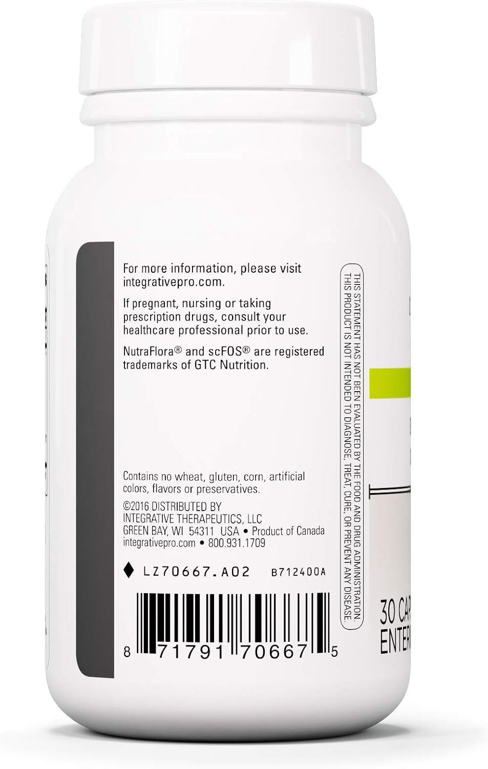 Integrative Therapeutics Enterogenic Intensive 100 - Probiotic Supplement for Digestive Wellness* - GI Tract & Gut Health Support* - Gluten-Free - 30 Capsules (30 Servings)