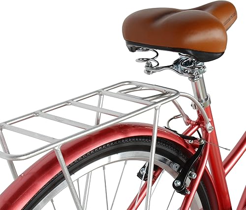 Miniatura 6 de MICARGI Bicicleta híbrida de 2426 pulgadas para adultos, bicicleta híbrida de ciudad de 17 velocidades, marco de acero, bicicleta de viaje para