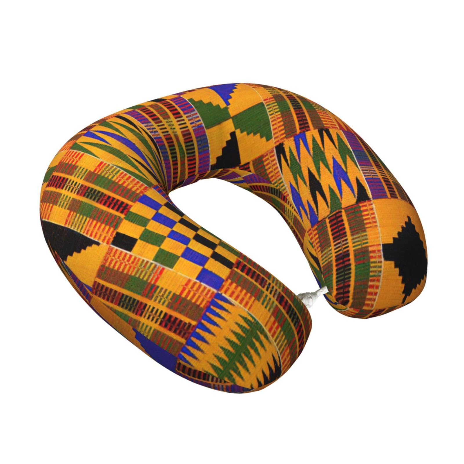 Yyoretp African Ethnic Pattern Print Travel Pillow Pure Memory Foam Neck Pillows Portable Headrest for Airplane
