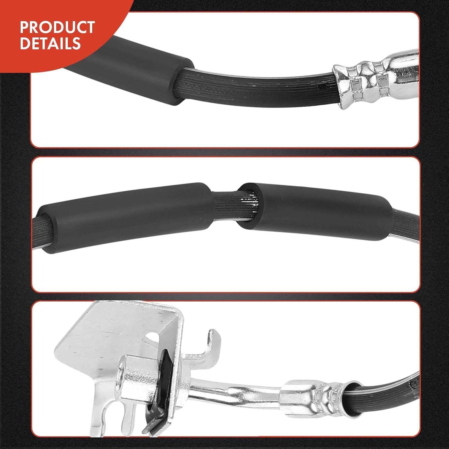 A-Premium Front Driver and Passenger Brake Hydraulic Hoses Compatible with Select Ford and Mercury Models - Five Hundred, Freestyle, Montego, 2005-2007, 3.0L - Replace# 6F9Z2078A, 6F9Z2078B(Pack of 2)