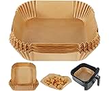 BYKITCHEN Air Fryer Parchment Paper Liner, 50PCS Square Air Fryer Liners Disposable, Greaseproof Paper, Compatible with COSORI, Ninja, Tefal, Russell Hobbs Fryers (Unbleached)