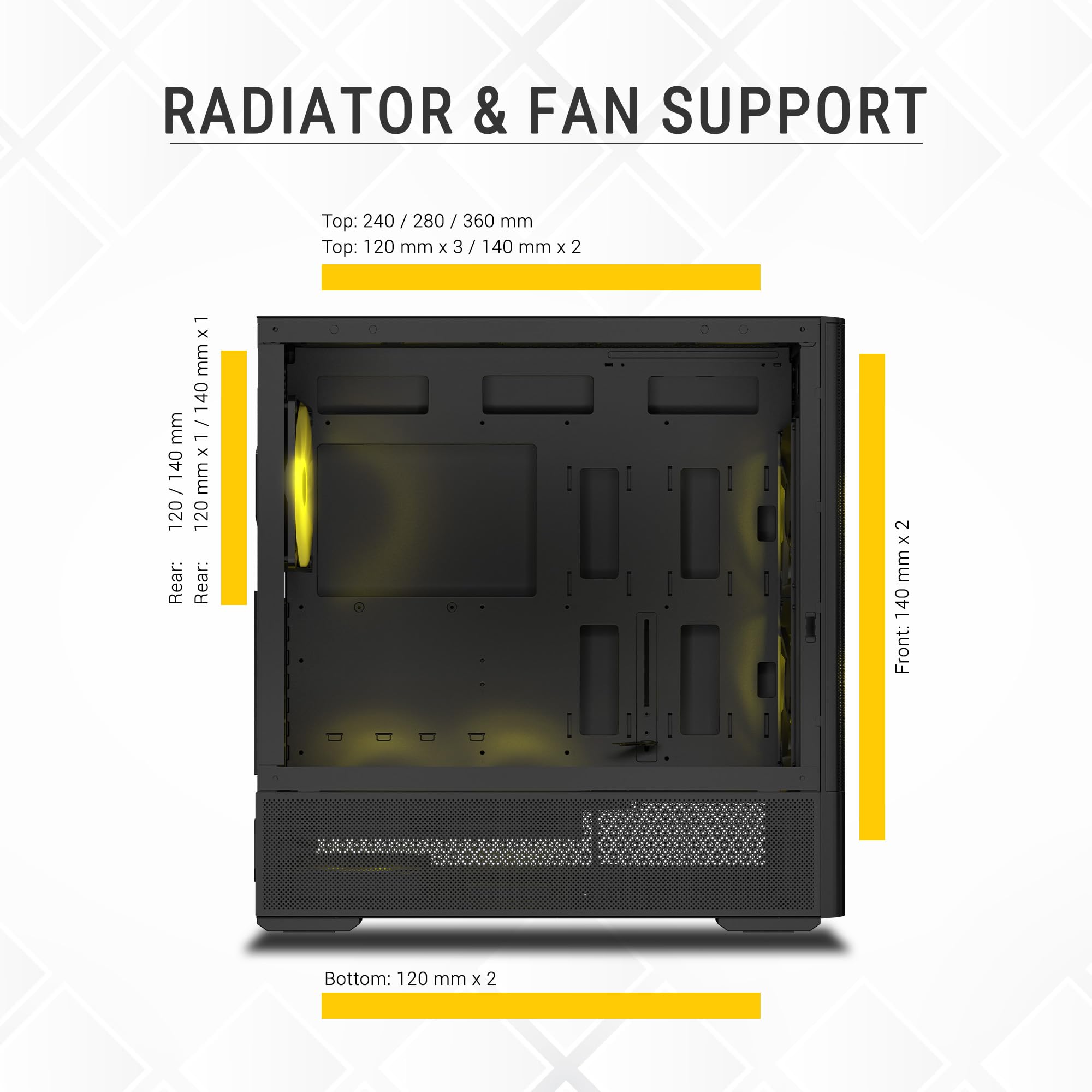 Ant Esports 511 AIR 5F Gaming Case - Black with ARGB Fans -7