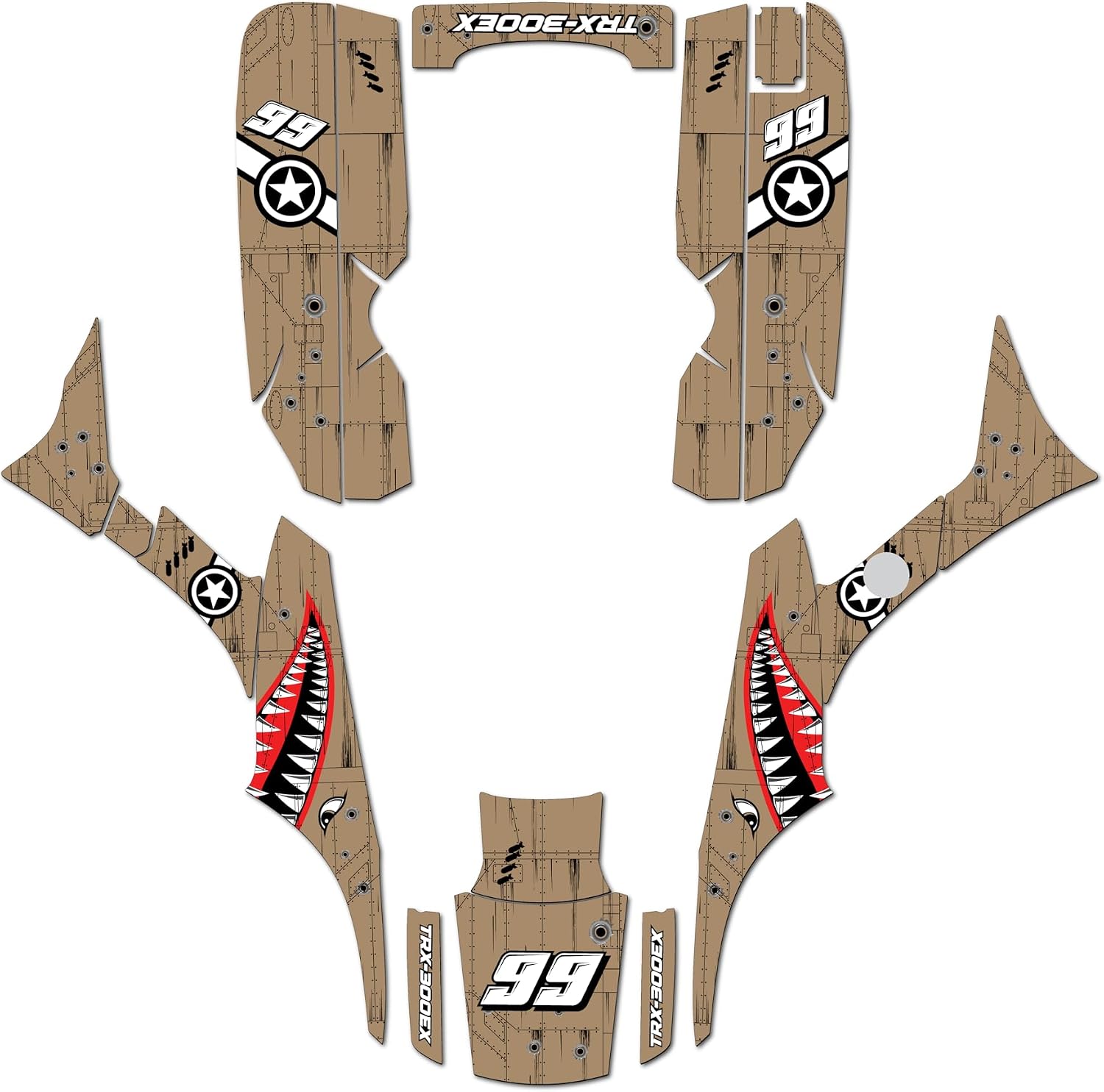 Graphics Kit for Honda TRX 300EX (1993-2006) Predator Series Red 16 Mil- ATV UTV Custom Racing Graphics Stickers Decals Kit, no-plastics