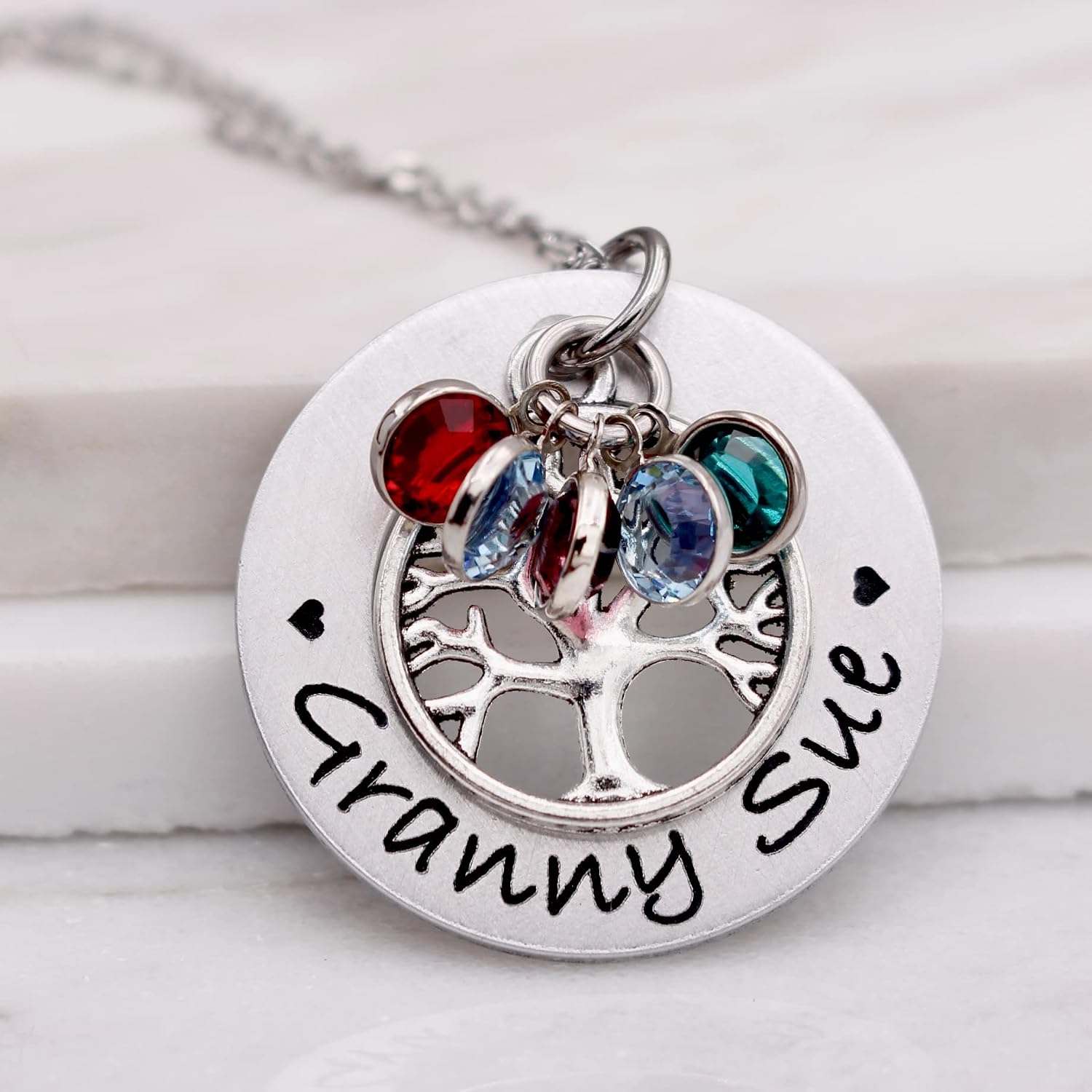 Mother’s Day Personalized Family Tree Name Necklace with Birthstones Gift for Mom Grandma from Daughter Son Grandchildren Grandmother's Jewelry
