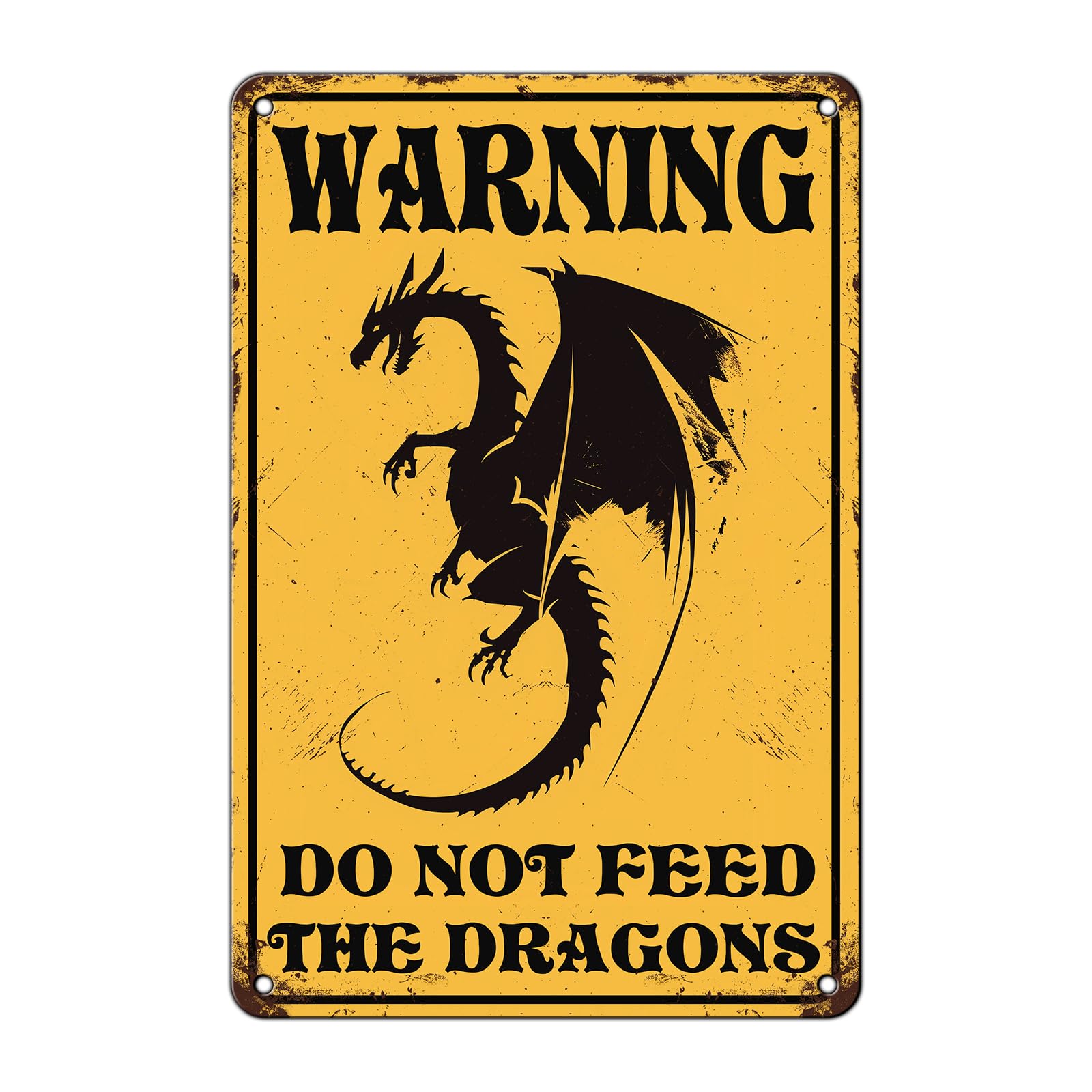 Anceky Tin Sign Warning DoFeed The Dragons Metal Signs Funny Wall Decor for Office Yard Fence Home Cafe 12×8 Inch