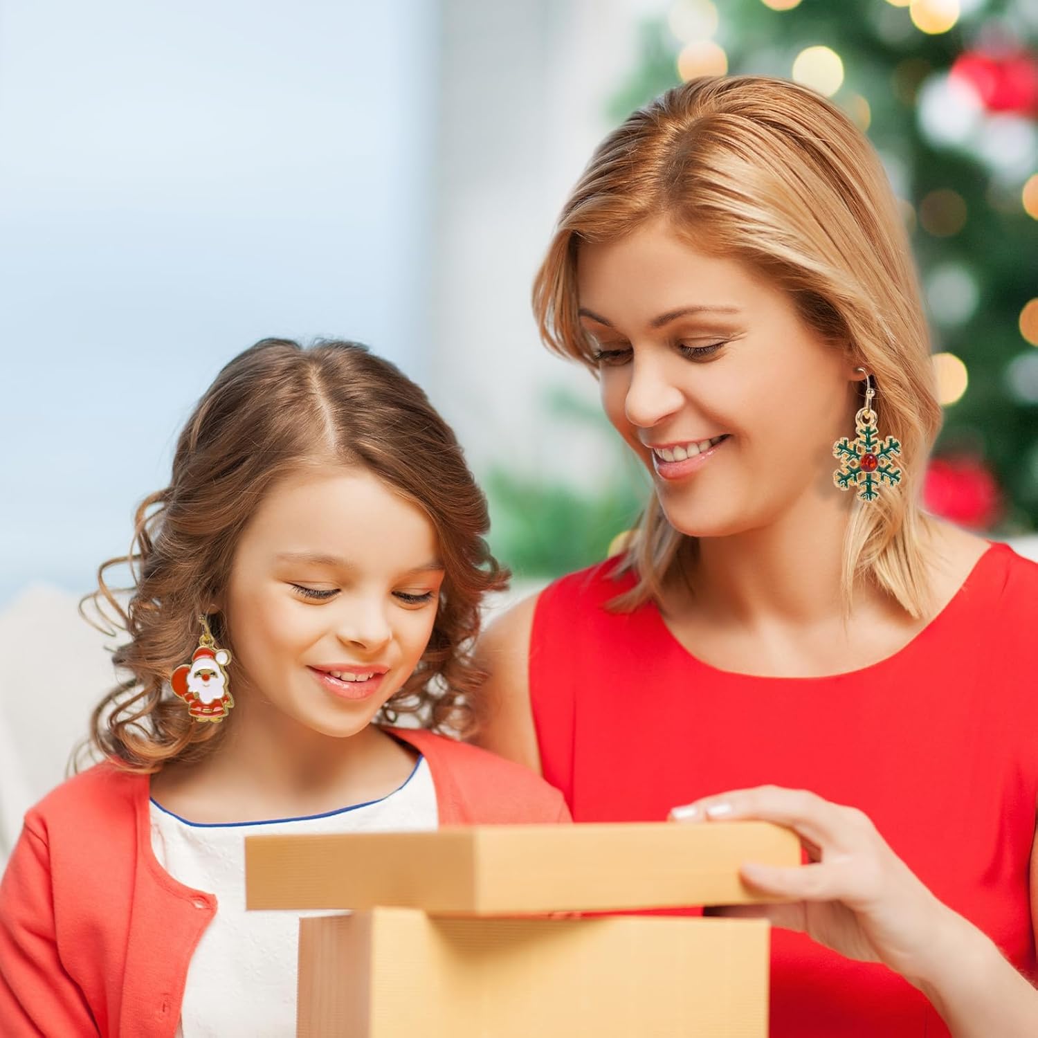 Christmas Earrings Pendant for Women Christmas tree Drop Dangle Earrings Set Lollipop deer gingerbread man - Image 2