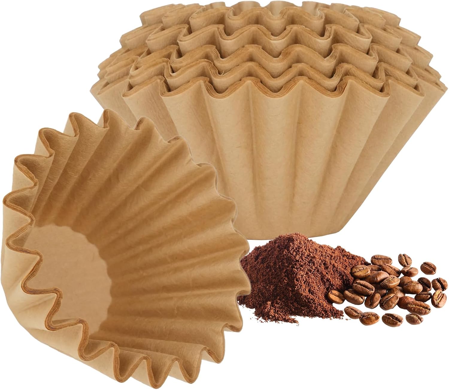 1-2 Cup Small Coffee Filters,100 Count Basket Coffee Filter, Disposable Coffee Filters Compatible with Single Serve Coffee Maker and Coffee Pot (Unbleached)