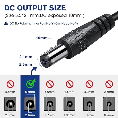 Miniatura 4 de GOOVER Adaptador de fuente de alimentación de 60 W (paquete de 2), transformadores de bajo voltaje de 12 V CC, controlador de luz LED 5A, CA de